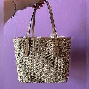 NWT COACH MINI CITY STRAW TOTE